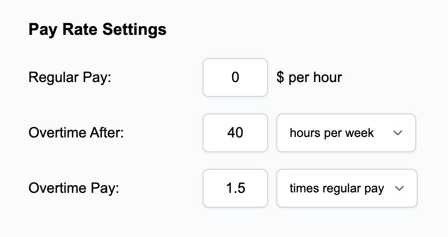 Pay Rate Options