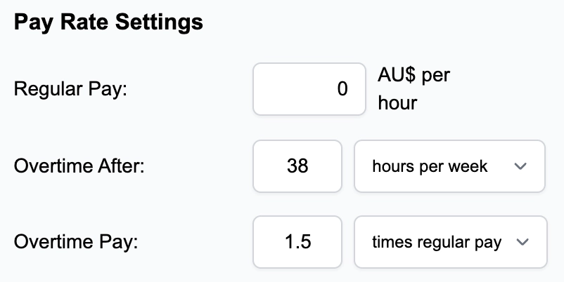 Pay Rate Options