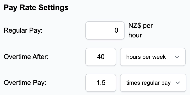 Pay Rate Options