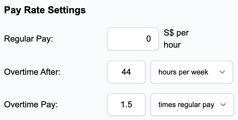 Pay Rate Options