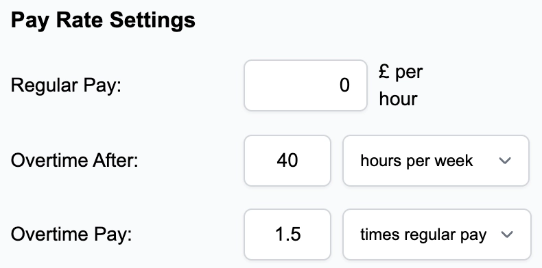 Pay Rate Options